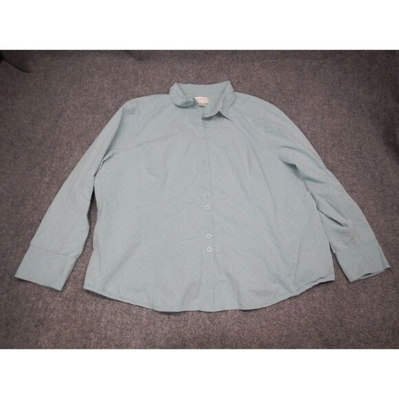 CJ Banks Button Up Shirt Women's Plus Size 3X Light Blue Long Sleeve 100% Cotton - Picture 1 of 8